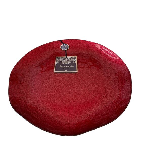 Artistic Accents Red Turkish Glass Charger Plate 13in Christmas Holiday New - Picture 2 of 10